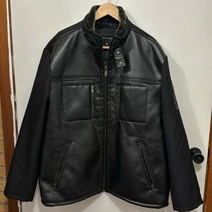 Men’s faux leather and nylon zip jacket XXXL